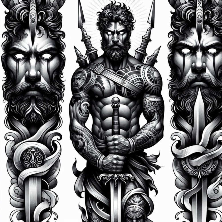 warrior-with-detail-neotraditional-subtle-tone-for-full-back – tattoo design ideas free ai generated – Gallery: warriors-inkby-ai