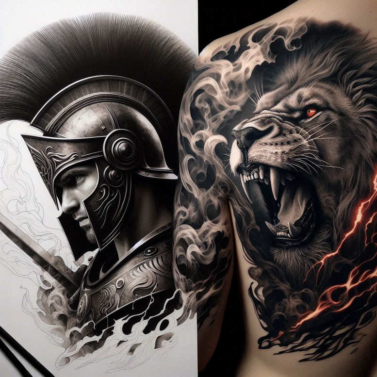 warrior-war-motif-realism-detail-accuracy-for-inner-arm – tattoo design ideas free ai generated – Gallery: warriors-inkby-ai