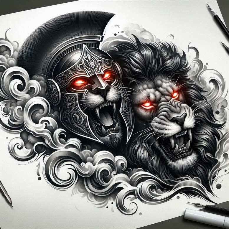 warriors tattoo design ideas realistic shadowing fearless look stands for determination