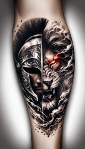 warriors tattoo design ideas fisheye hero linework determination and power
