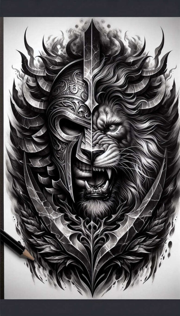 warriors tattoo design ideas Surrealism ethereal glow stance balance for side