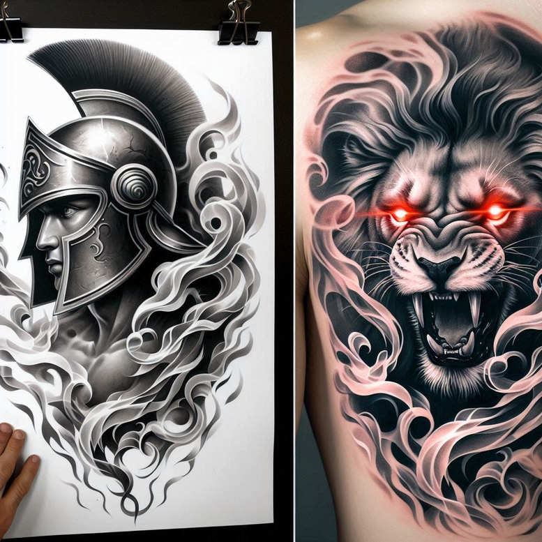 knight-bravery-motif-realism-precise-gradient-for-lower-thigh – tattoo design ideas free ai generated – Gallery: warriors-inkby-ai