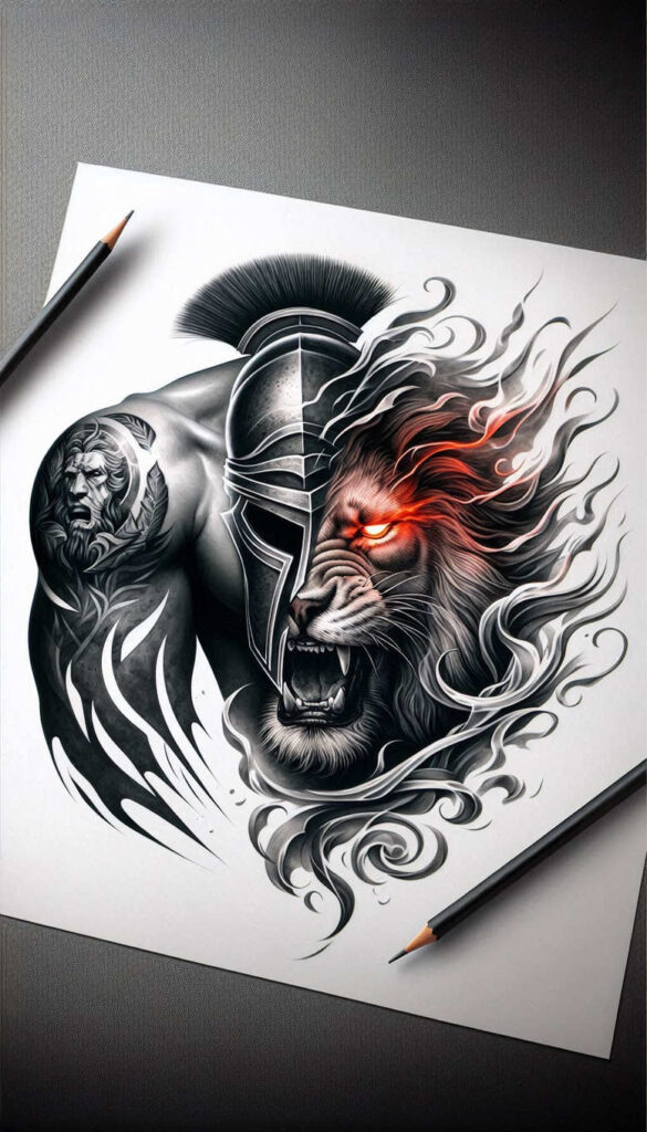 knight-knightly-motif-neotraditional-clean-fill-for-side-torso – tattoo design ideas free ai generated – Gallery: warriors-inkby-ai