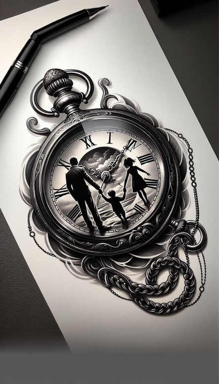 time-with-detail-surrealism-bizarre-for-thigh – tattoo design ideas free ai generated – Gallery: watches-hourglass-inkby-ai