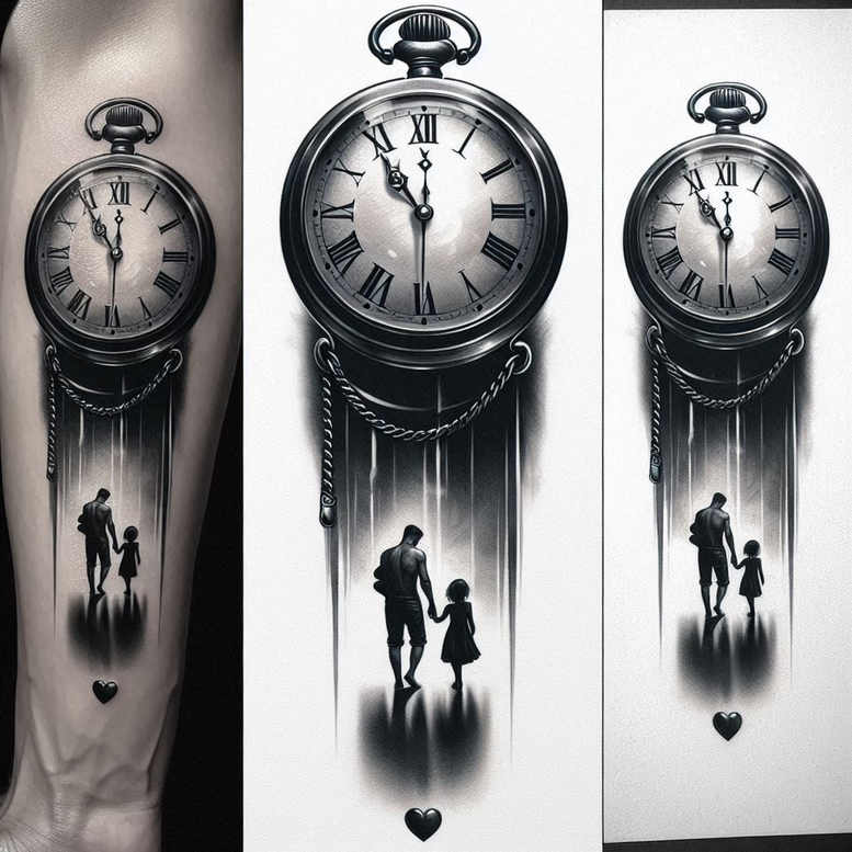 watches-hourglass tattoo design ideas CGI-rendered fading time stands for resilience