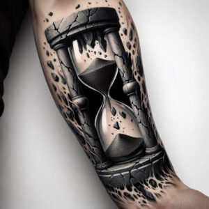 watches-hourglass tattoo design ideas hyper-detailed life countdown for upper chest