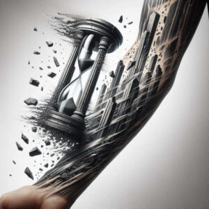 watches-hourglass tattoo design ideas Realism inner glow ticking symbol for nape