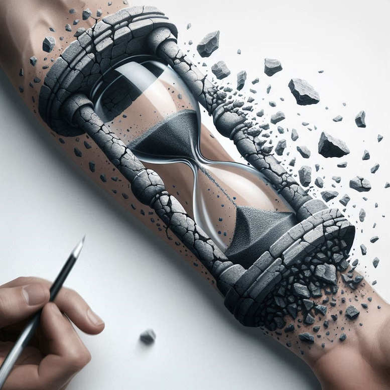 watches-hourglass tattoo design ideas intricate shading time echo embodying strength