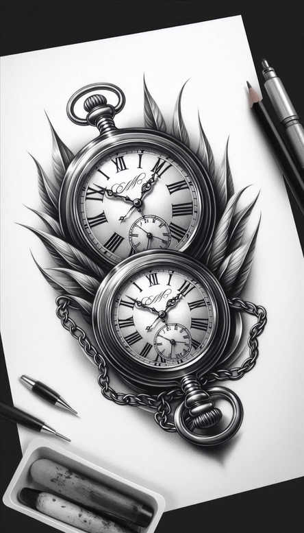 watches-hourglass tattoo design ideas Realism smooth gradients timekeeper shows strength