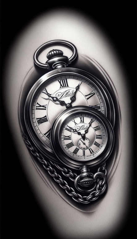 watches-hourglass tattoo design ideas line-art visual countdown for elbow