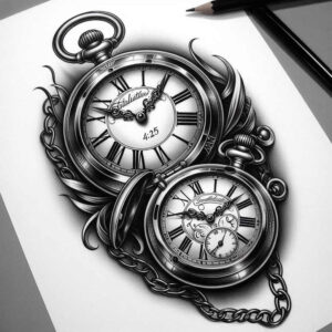 mystical-time-realism-gentle-shadow-for-upper-thigh – tattoo design ideas free ai generated – Gallery: watches-hourglass-inkby-ai