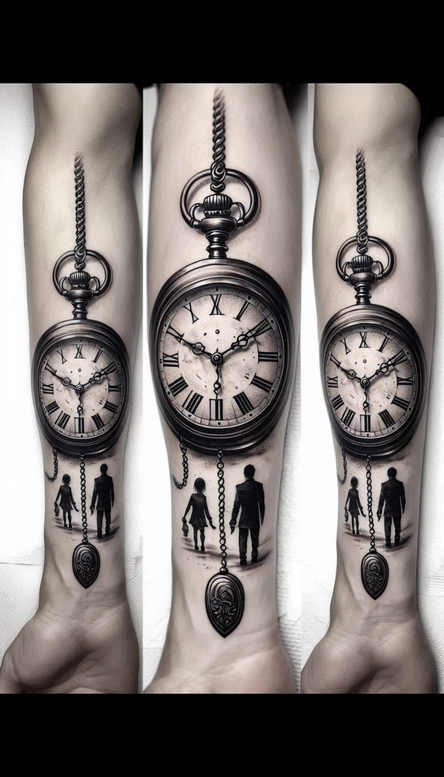 time-history-motif-neotraditional-bold-texture-for-arm – tattoo design ideas free ai generated – Gallery: watches-hourglass-inkby-ai