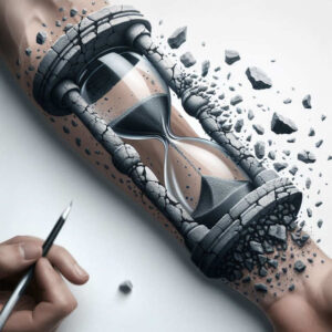 time-transformation-symbol-realism-highlighted-contrast-for-thigh – tattoo design ideas free ai generated – Gallery: watches-hourglass-inkby-ai
