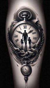 time-with-shadow-and-light-surrealism-enigmatic-aura-for-neck – tattoo design ideas free ai generated – Gallery: watches-hourglass-inkby-ai