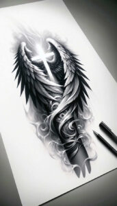 protection-motif-wings-tattoo – tattoo design ideas free ai generated – neotraditional-dynamic-color – for-wrist-side – Gallery: wings-inkby-ai