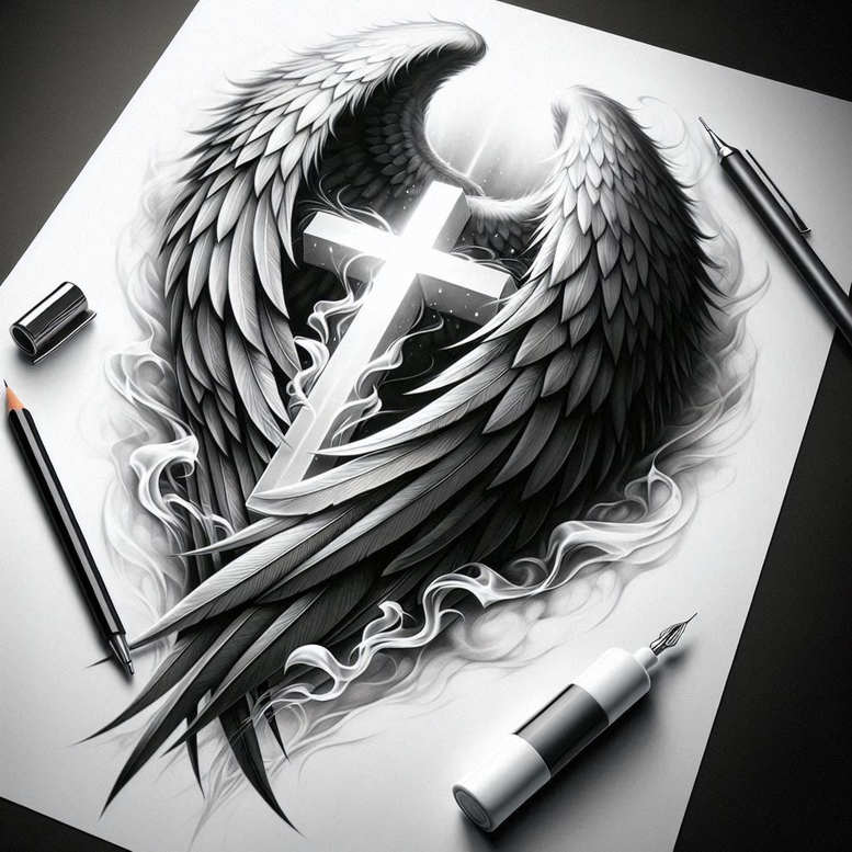 wings tattoo design ideas Surrealism fluid forms celestial glide for wrist side