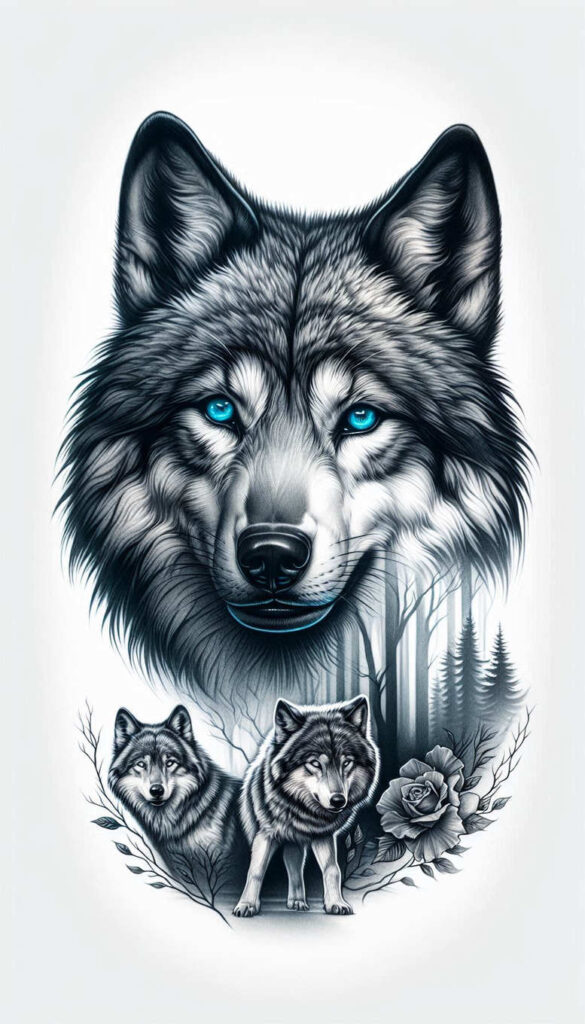 nature-motif-wolf-tattoo – tattoo design ideas free ai generated – realism-real-shadows – for-forearm – Gallery: wolves-inkby-ai