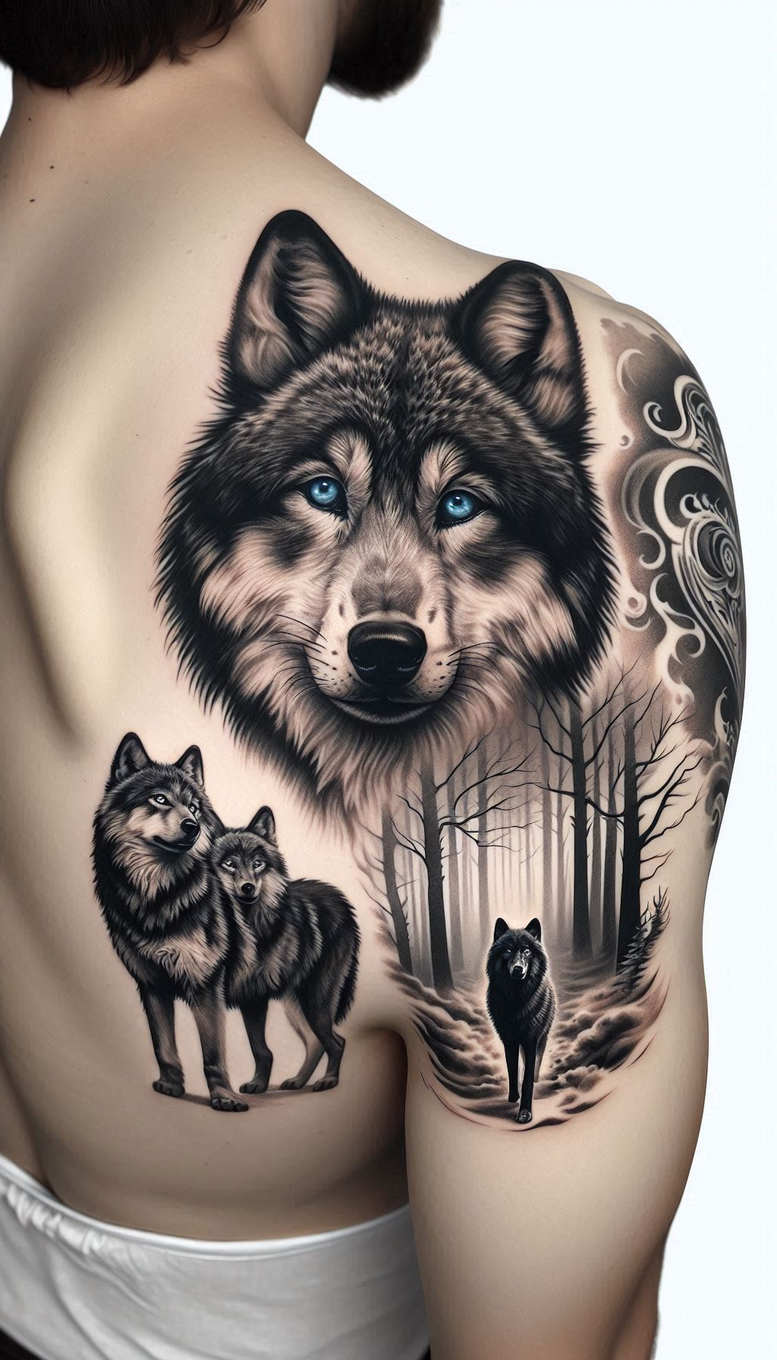 wolves tattoo design ideas clean contrast moonlit watcher for forearm