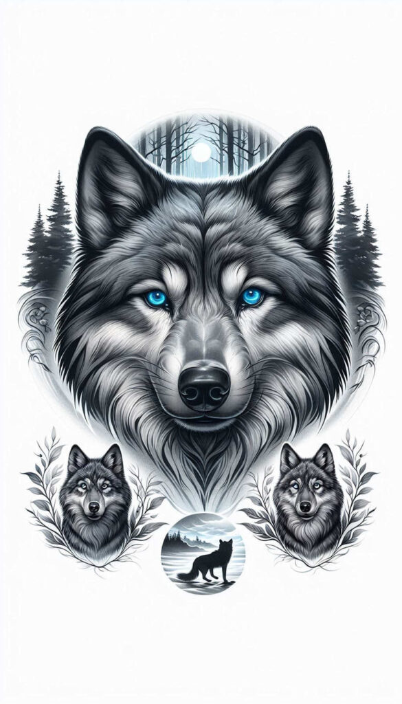 wolves tattoo design ideas intricate shading mystic path for side