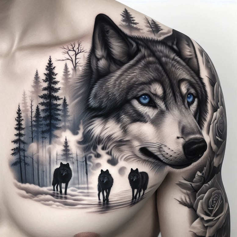 wolves tattoo design ideas true-to-life untamed force symbol of strength