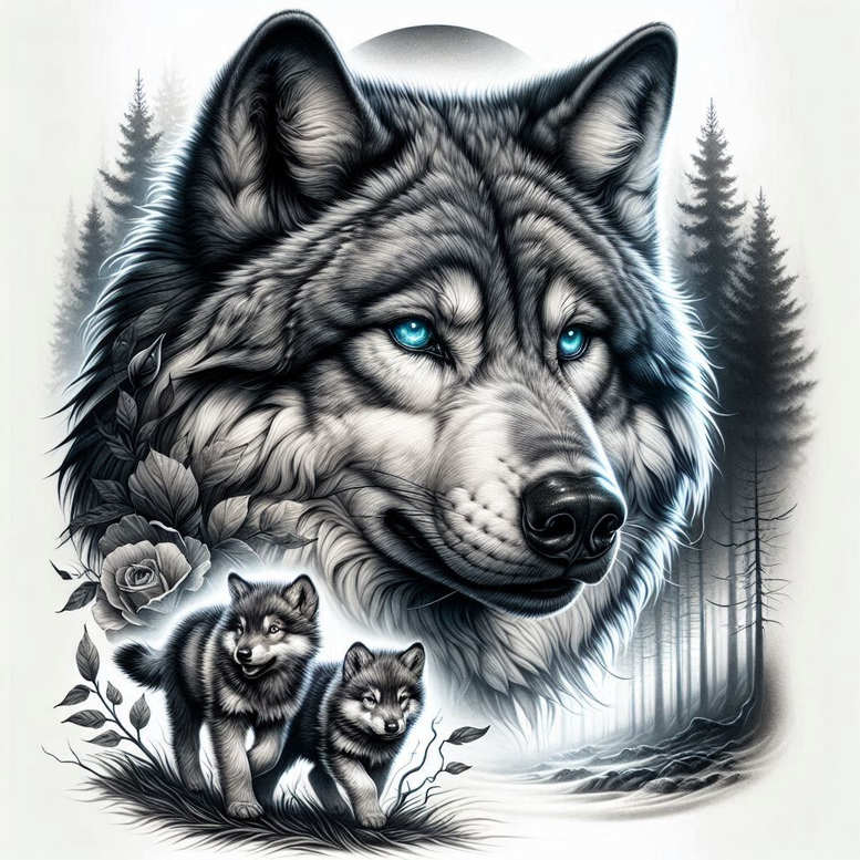 wolves tattoo design ideas Surrealism fantasy-inspired wild soul for outer arm