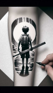 figure-in-shadow-skin-illusion-single-color – tattoo design ideas free ai generated – Gallery: characters-inkby-ai