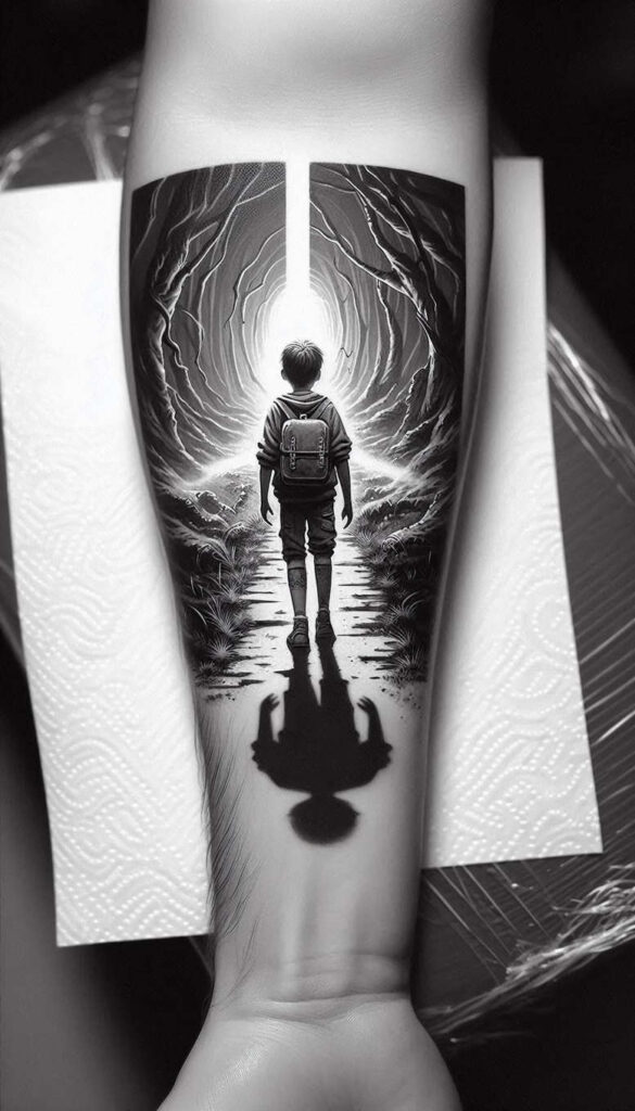 characters tattoo design ideas Surrealism surreal lighting silhouette strength and power