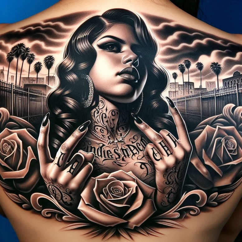 chicano-portrait-tattoo-contour-shading-for-full-back – tattoo design ideas free ai generated – Gallery: chicano-inkby-ai
