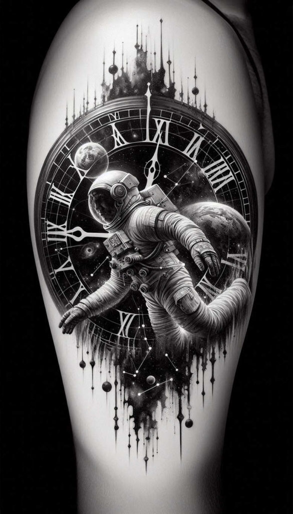 cosmos tattoo design ideas Neotraditional vivid color cosmic motion for foot