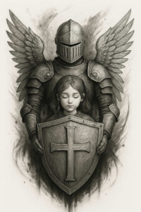 family-protection-tattoo – tattoo design ideas free ai generated – single-line – for-lower-chest – Gallery: family-inkby-ai