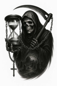 dark-aura – tattoo design ideas free ai generated – whispering – for-side-torso – Gallery: grim-reaper-inkby-ai