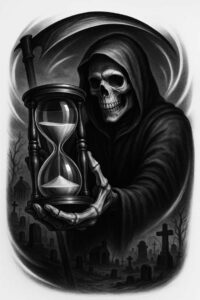 symbol-of-life-and-death – tattoo design ideas free ai generated – unnatural – for-neck – Gallery: grim-reaper-inkby-ai