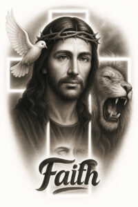 jesus-supernatural-tattoo – tattoo design ideas free ai generated – realism-natural-blush – for-shoulder-blade – Gallery: jesus-inkby-ai