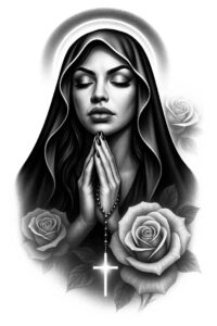 mary-with-grace – tattoo design ideas free ai generated – micro-detail – for-lower-back – Gallery: mary-inkby-ai