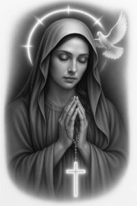 mary-with-stars – tattoo design ideas free ai generated – refined-lines – for-elbow – Gallery: mary-inkby-ai