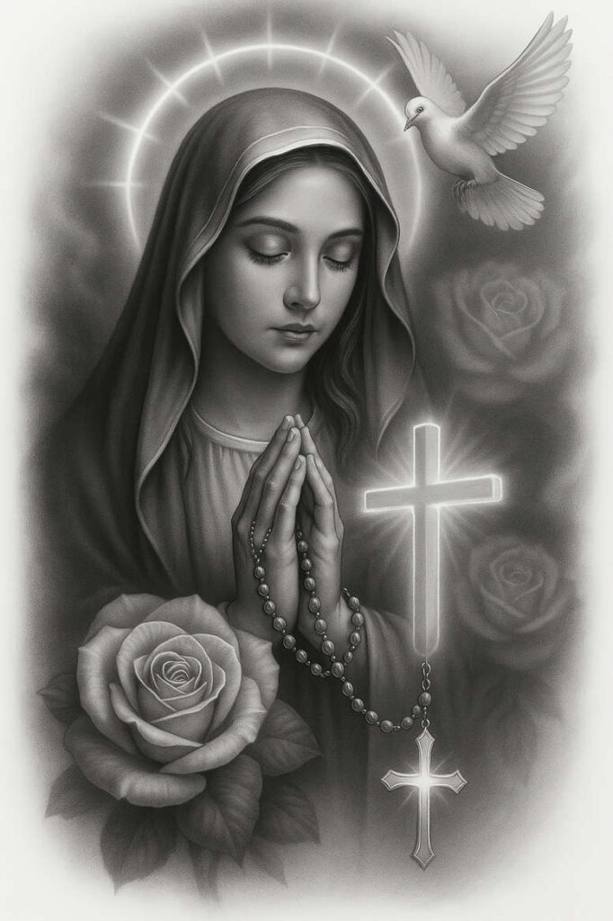 mary tattoo design ideas Realism organic structure sacred for thigh