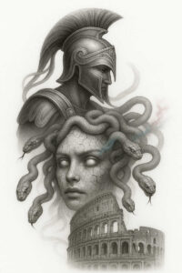 mythological-icon-tattoo-realism-contrast-play-for-temple – tattoo design ideas free ai generated – Gallery: medusa-inkby-ai