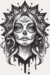 lady-with-flames-tattoo-murky-surrealism-imperfect-symmetry – tattoo design ideas free ai generated – Gallery: muerta-inkby-ai