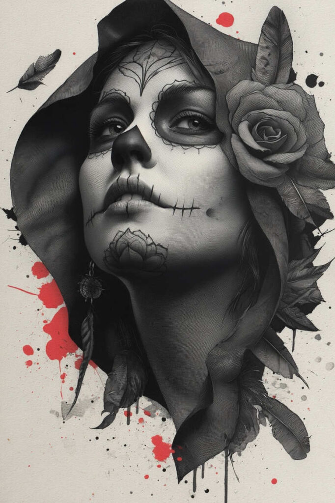 death-motif-tattoo-spine-chilling-surrealism-fragmentation – tattoo design ideas free ai generated – Gallery: muerta-inkby-ai