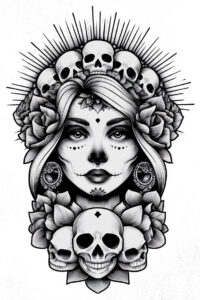 lady-with-flames-tattoo-distorted-realism-realistic-texture – tattoo design ideas free ai generated – Gallery: muerta-inkby-ai