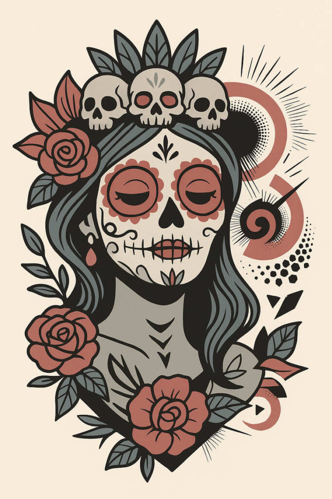 shadow-figure-tattoo-tattered-clothing-neotraditional-layered-color – tattoo design ideas free ai generated – Gallery: muerta-inkby-ai