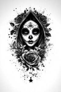 mystical-figure-tattoo-lurking-realism-glass-effect – tattoo design ideas free ai generated – Gallery: muerta-inkby-ai