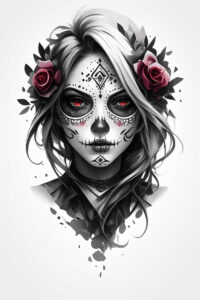 lady-with-ornament-tattoo-sacrifice-neotraditional-textured-shading – tattoo design ideas free ai generated – Gallery: muerta-inkby-ai