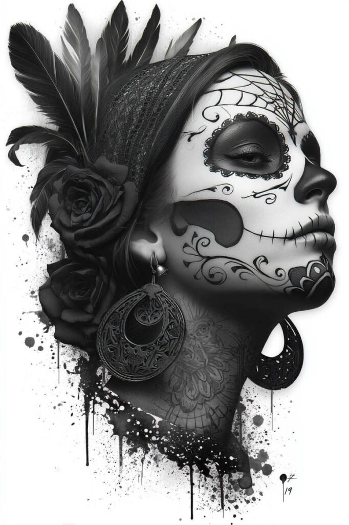 lady-with-detail-tattoo-gagged-surrealism-subconscious-themes – tattoo design ideas free ai generated – Gallery: muerta-inkby-ai