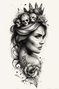 lady-with-mysticism-tattoo-disturbing-neotraditional-saturated-hues – tattoo design ideas free ai generated – Gallery: muerta-inkby-ai