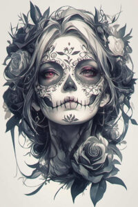 lady-with-flames-tattoo-shadows-neotraditional-textural-detail – tattoo design ideas free ai generated – Gallery: muerta-inkby-ai