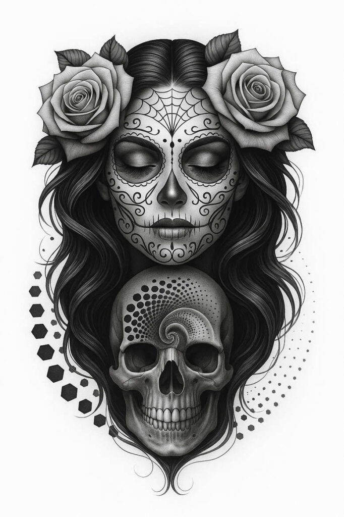 gothic-motif-tattoo-unnatural-surrealism-spectral-hues – tattoo design ideas free ai generated – Gallery: muerta-inkby-ai
