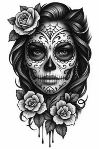 lady-with-crown-tattoo-grimace-surrealism-phantasm – tattoo design ideas free ai generated – Gallery: muerta-inkby-ai
