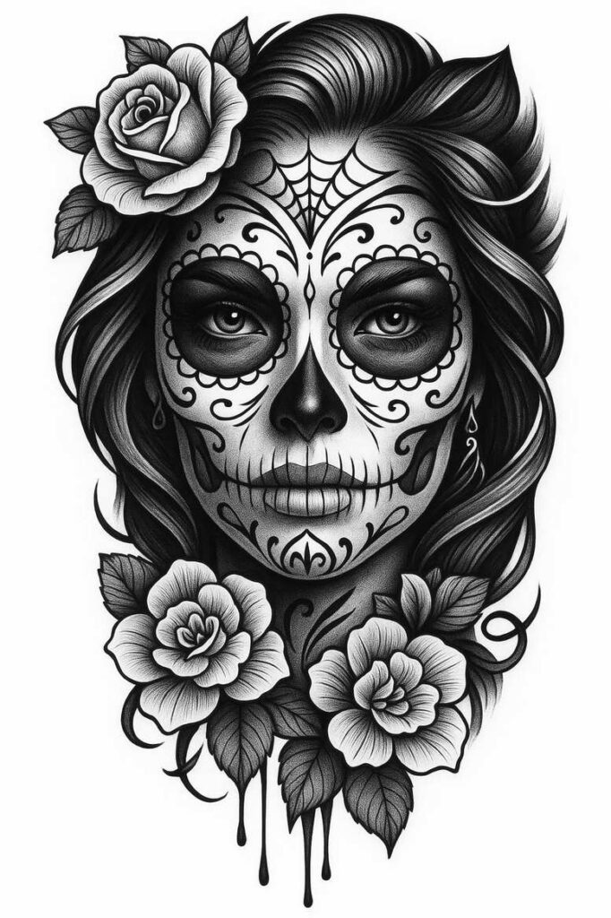 lady-with-crown-tattoo-grimace-surrealism-phantasm – tattoo design ideas free ai generated – Gallery: muerta-inkby-ai