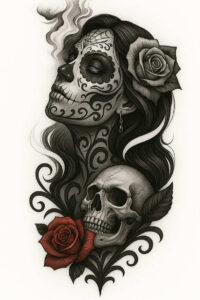 mystical-figure-tattoo-odd-neotraditional-classic-motifs – tattoo design ideas free ai generated – Gallery: muerta-inkby-ai